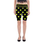 Polka Dots - Fluorescent Yellow on Black Yoga Cropped Leggings