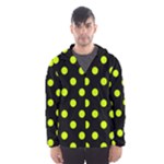 Polka Dots - Fluorescent Yellow on Black Hooded Wind Breaker (Men)