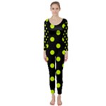 Polka Dots - Fluorescent Yellow on Black Long Sleeve Catsuit