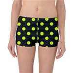 Polka Dots - Fluorescent Yellow on Black Reversible Boyleg Bikini Bottoms