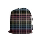 Neon plaid design Drawstring Pouches (Large) 