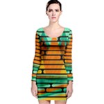 Decorative autumn landscape Long Sleeve Bodycon Dress