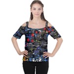 Blue confusion Women s Cutout Shoulder Tee