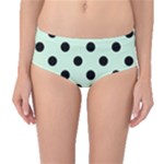 Polka Dots - Black on Pastel Green Mid-Waist Bikini Bottoms