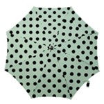 Polka Dots - Black on Pastel Green Hook Handle Umbrella (Small)