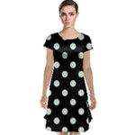 Polka Dots - Pastel Green on Black Cap Sleeve Nightdress