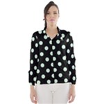 Polka Dots - Pastel Green on Black Wind Breaker (Women)