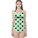 Polka Dots - Black on Mint Green One Piece Swimsuit