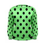 Polka Dots - Black on Light Green Women s Sweatshirt