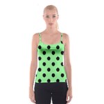 Polka Dots - Black on Light Green Spaghetti Strap Top