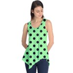 Polka Dots - Black on Light Green Sleeveless Tunic