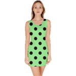 Polka Dots - Black on Light Green Bodycon Dress