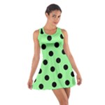 Polka Dots - Black on Light Green Cotton Racerback Dress