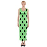 Polka Dots - Black on Light Green Fitted Maxi Dress