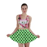 Polka Dots - Black on Light Green Mini Skirt