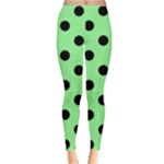 Polka Dots - Black on Light Green Women s Leggings