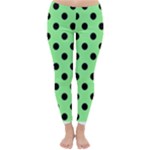 Polka Dots - Black on Light Green Winter Leggings