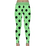 Polka Dots - Black on Light Green Yoga Leggings