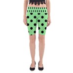 Polka Dots - Black on Light Green Yoga Cropped Leggings