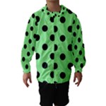 Polka Dots - Black on Light Green Hooded Wind Breaker (Kids)