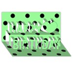 Polka Dots - Black on Light Green Happy Birthday 3D Greeting Card (8x4)