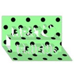 Polka Dots - Black on Light Green Best Friends 3D Greeting Card (8x4)