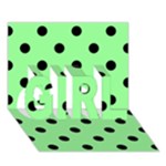 Polka Dots - Black on Light Green GIRL 3D Greeting Card (7x5)