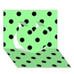 Polka Dots - Black on Light Green Heart 3D Greeting Card (7x5)