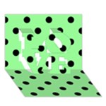 Polka Dots - Black on Light Green LOVE 3D Greeting Card (7x5)