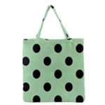 Polka Dots - Black on Celadon Green Grocery Tote Bag