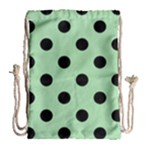 Polka Dots - Black on Celadon Green Drawstring Bag (Large)