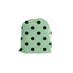 Polka Dots - Black on Celadon Green Drawstring Pouch (S)