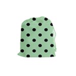 Polka Dots - Black on Celadon Green Drawstring Pouch (M)