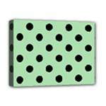 Polka Dots - Black on Celadon Green Deluxe Canvas 16  x 12  (Stretched)