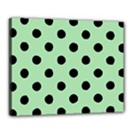 Polka Dots - Black on Celadon Green Canvas 20  x 16  (Stretched)