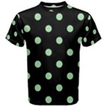 Polka Dots - Celadon Green on Black Men s Cotton Tee