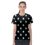 Polka Dots - Celadon Green on Black Women s Sport Mesh Tee