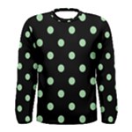 Polka Dots - Celadon Green on Black Men s Long Sleeve T-shirt