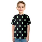 Polka Dots - Celadon Green on Black Kid s Sport Mesh Tee