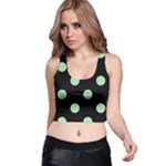 Polka Dots - Celadon Green on Black Racer Back Crop Top