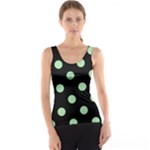 Polka Dots - Celadon Green on Black Tank Top