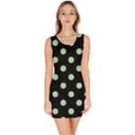 Polka Dots - Celadon Green on Black Bodycon Dress