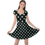 Polka Dots - Celadon Green on Black Cap Sleeve Dress