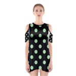 Polka Dots - Celadon Green on Black Women s Cutout Shoulder Dress