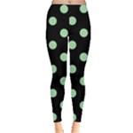 Polka Dots - Celadon Green on Black Women s Leggings