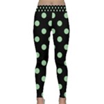 Polka Dots - Celadon Green on Black Yoga Leggings