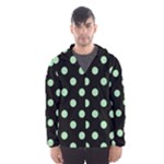 Polka Dots - Celadon Green on Black Hooded Wind Breaker (Men)