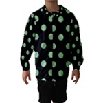 Polka Dots - Celadon Green on Black Hooded Wind Breaker (Kids)