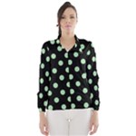 Polka Dots - Celadon Green on Black Wind Breaker (Women)