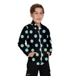 Polka Dots - Celadon Green on Black Wind Breaker (Kids)